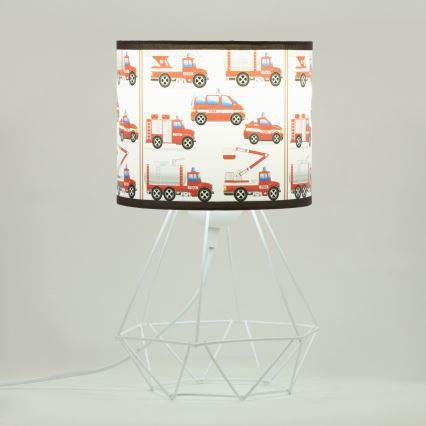 Detská stolná lampa KIDS ROOM 1×E27/60W/230V, priemer 18 cm, s motívom hasičov