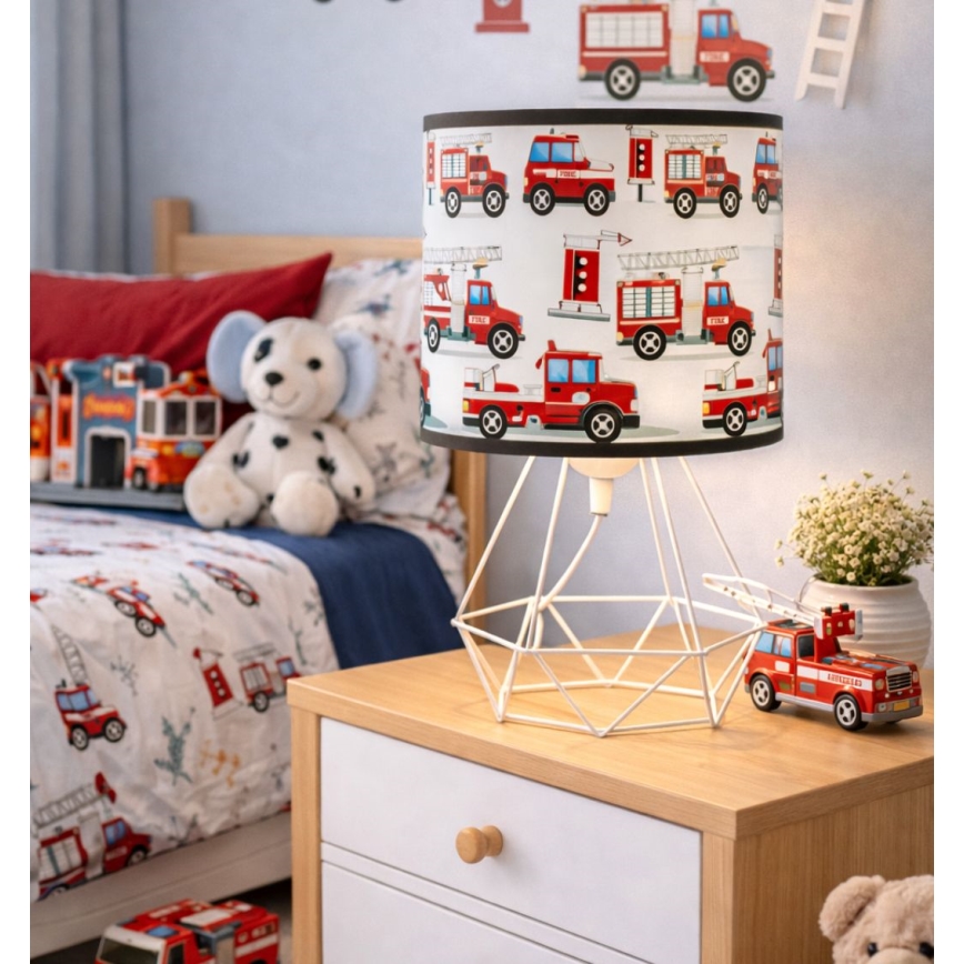 Detská stolná lampa KIDS ROOM 1×E27/60W/230V, priemer 18 cm, s motívom hasičov