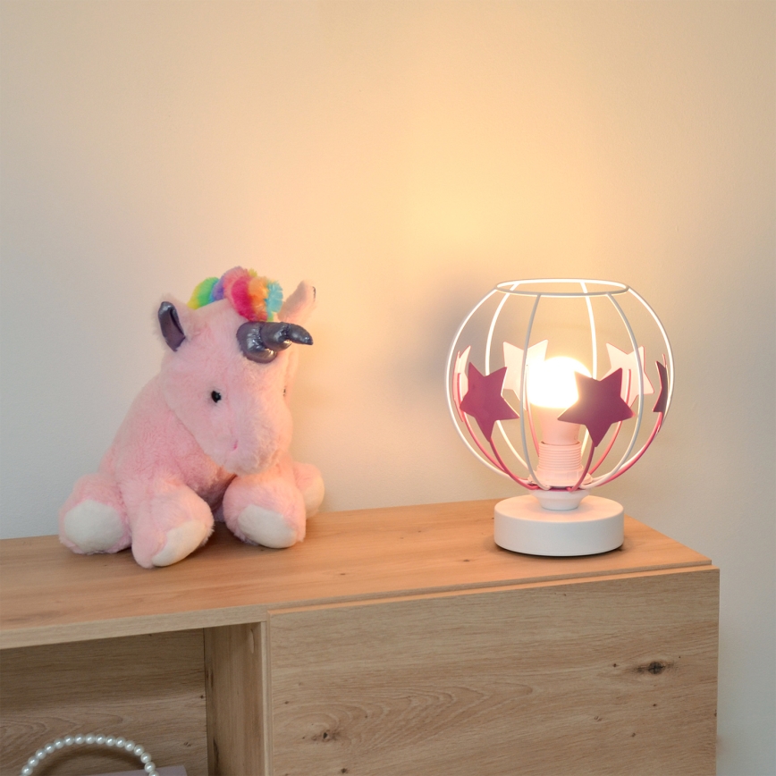 Detská stolná lampa STARS 1xE27/15W/230V ružová/biela