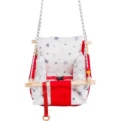 Detská textilná hojdačka SELALE biela/červená