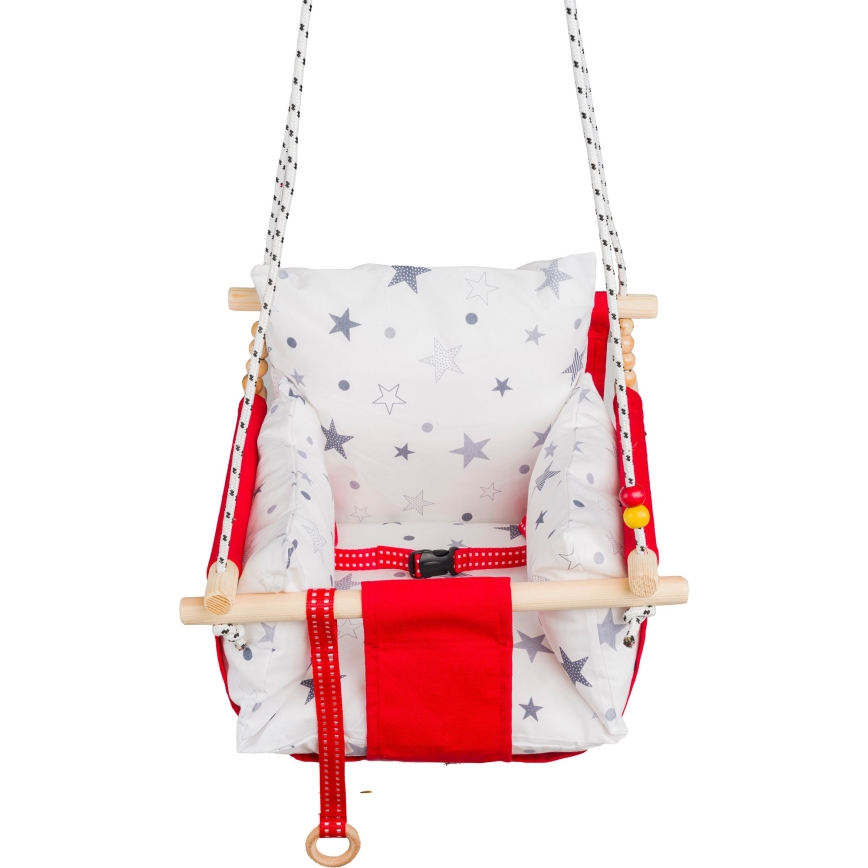 Detská textilná hojdačka SELALE biela/červená