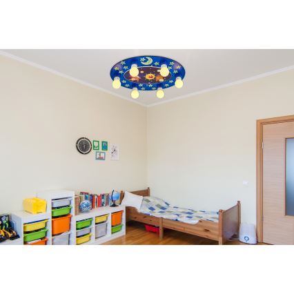 Detské stropné svietidlo LUCCA 6xE27/24W/230V modré