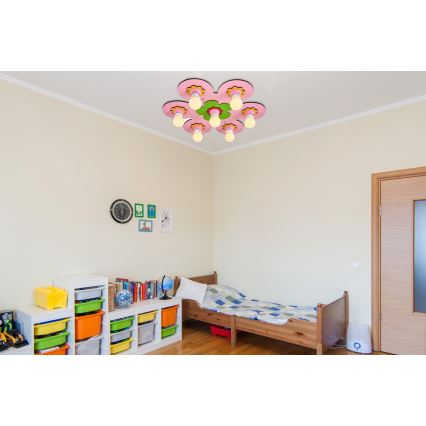 Detské stropné svietidlo LUCCA 7xE27/24W/230V ružové