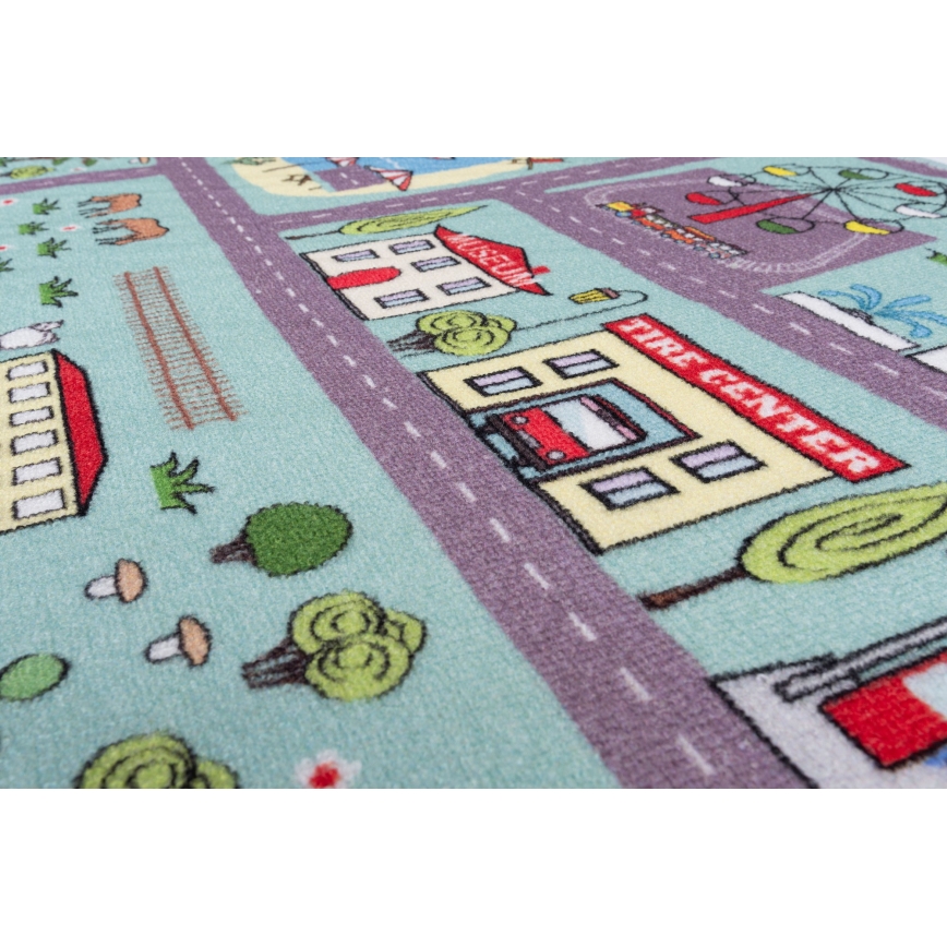 Detský koberec STELLA STREETS 120x170 cm tyrkysový/mesto