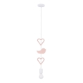 Detský luster na lanku HEART 1xE27/20W/230V ružová/biela