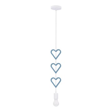 Detský luster na lanku HETS 1xE27/20W/230V modrá/biela