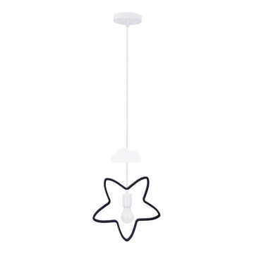 Detský luster na lanku STARS 1xE27/20W/230V čierna/biela