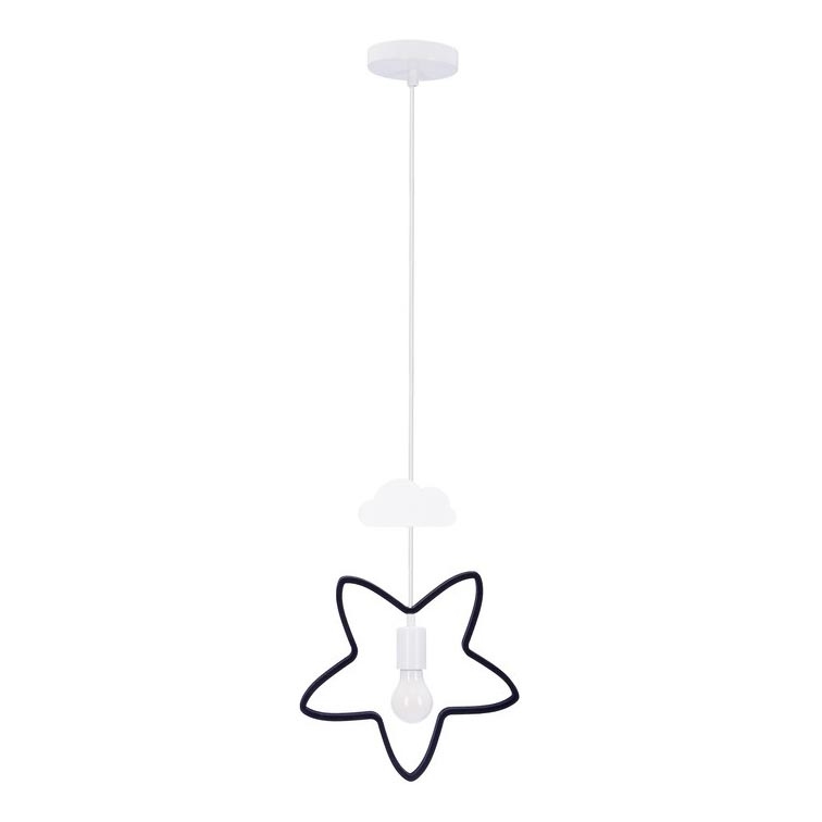 Detský luster na lanku STARS 1xE27/20W/230V čierna/biela