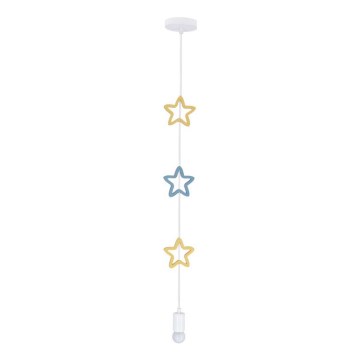 Detský luster na lanku STARS 1xE27/20W/230V žltá/modrá/biela