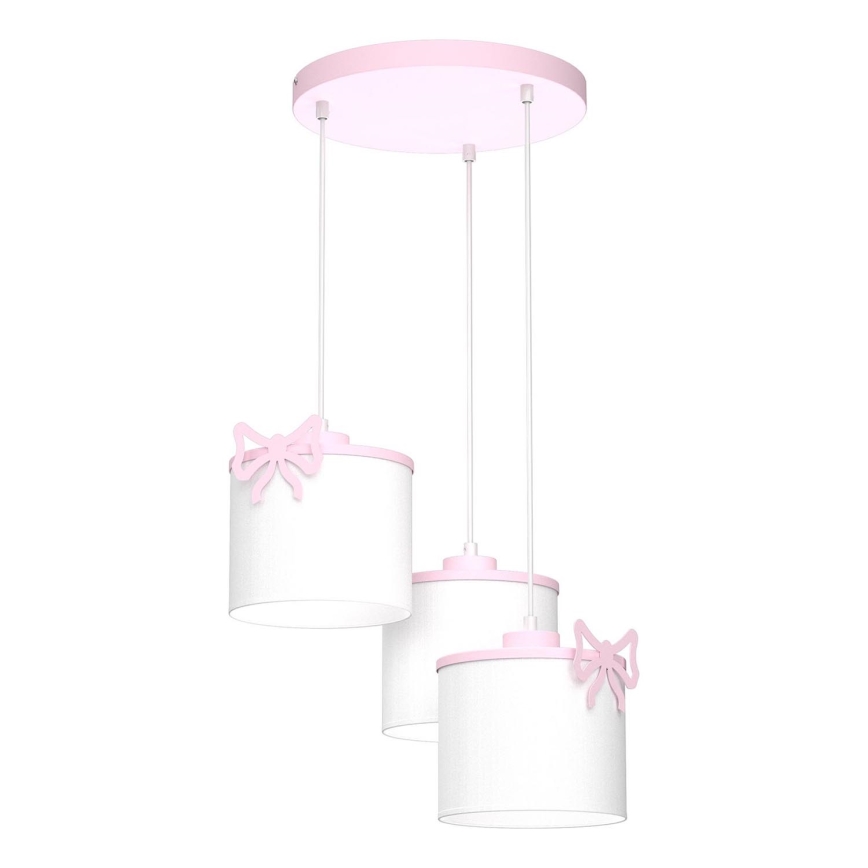 Detský luster na lanku SWEET 3xE27/15W/230V biela/ružová/motýľ