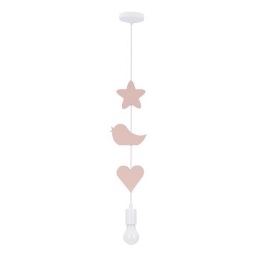 Detský luster na lanku TRIO 1xE27/20W/230V ružová/biela