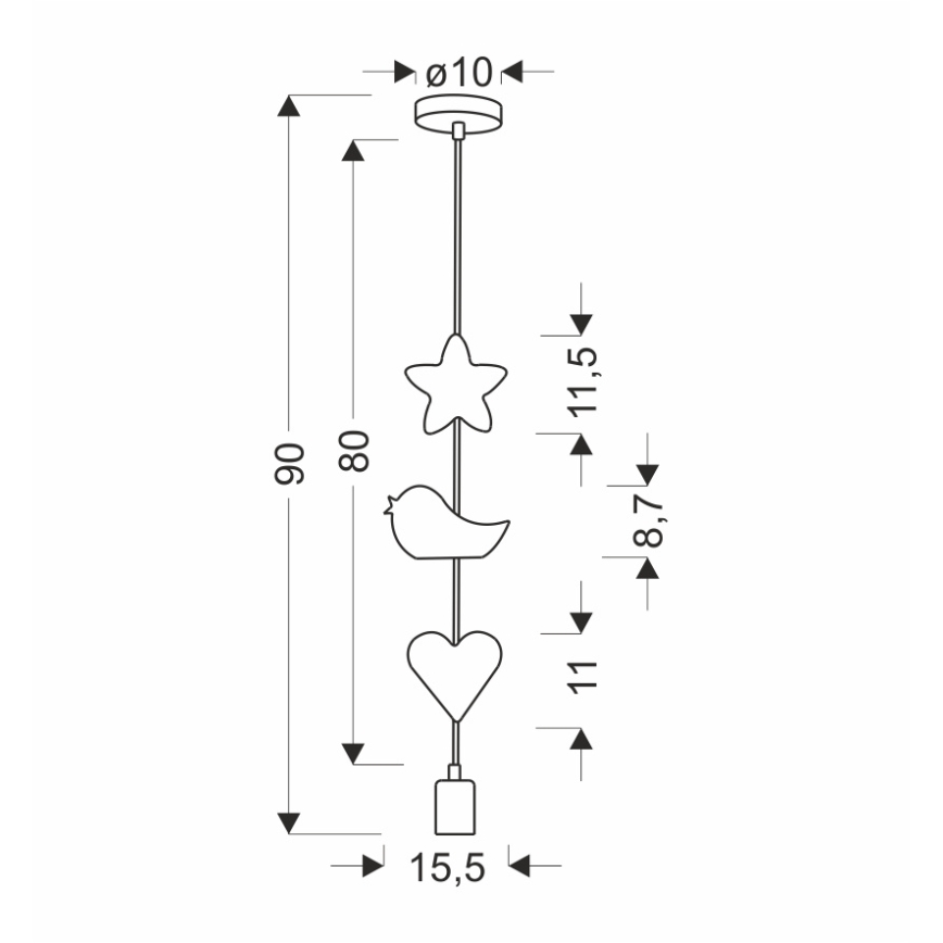 Detský luster na lanku TRIO 1xE27/20W/230V ružová/biela