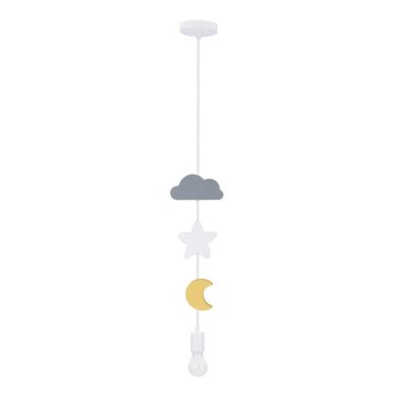 Detský luster na lanku TRIO 1xE27/20W/230V šedá/bílá/žlutá