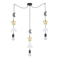 Detský luster na lanku TRIO 3xE27/20W/230V šedá/žltá/biela
