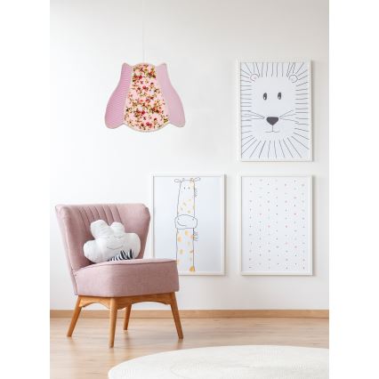 Detský luster na lanku ZUZA 1xE27/60W/230V ružová