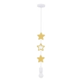 Detský luster STARS na lanku 1xE27/20W/230V žltá/biela