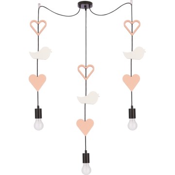 Detský lustr na lanku TRIO 3xE27/20W/230V ružová/biela