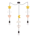 Detský lustr na lanku TRIO 3xE27/20W/230V žltá/biela/ružová