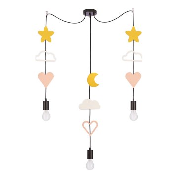 Detský lustr na lanku TRIO 3xE27/20W/230V žltá/biela/ružová