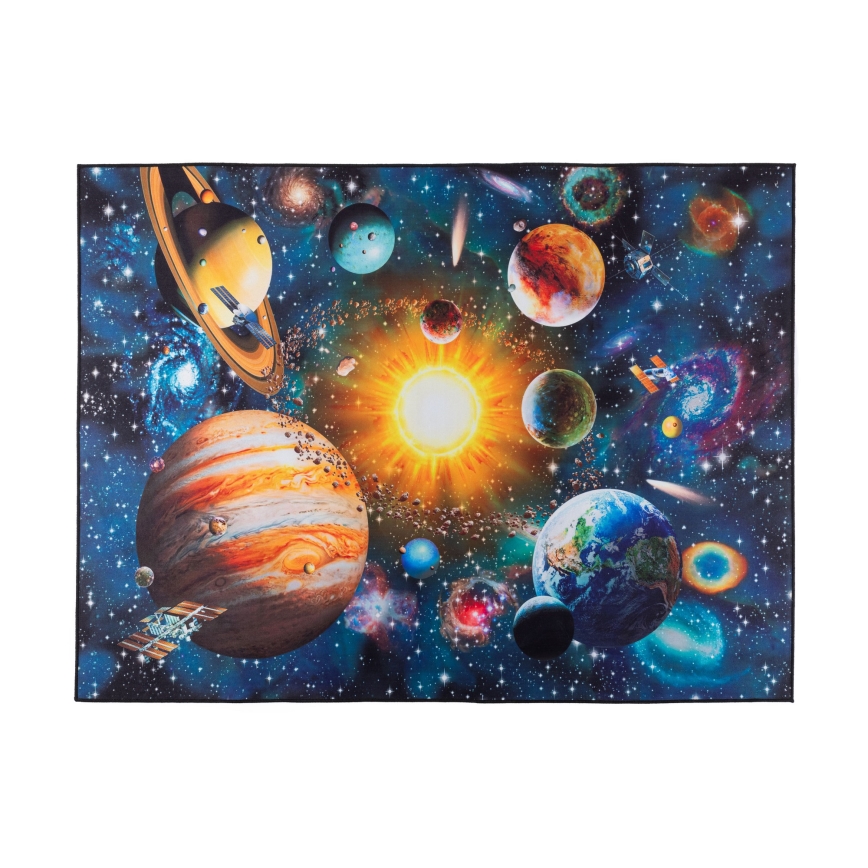Detský protišmykový koberec PRINT 3D 120x160 cm planéty/pestrofarebný