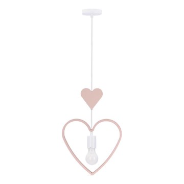 Detský závesný luster HEART 1xE27/20W/230V ružová/biela