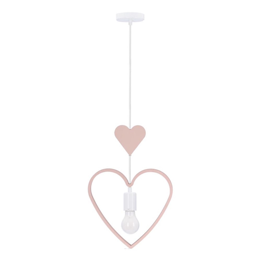 Detský závesný luster HEART 1xE27/20W/230V ružová/biela