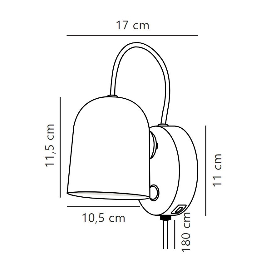 DFTP by Nordlux - Nástenné bodové svietidlo s USB portem ANGLE 1xGU10/25W/230V biela