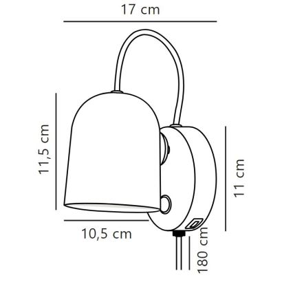 DFTP by Nordlux - Nástenné bodové svietidlo s USB portem ANGLE 1xGU10/25W/230V čierna