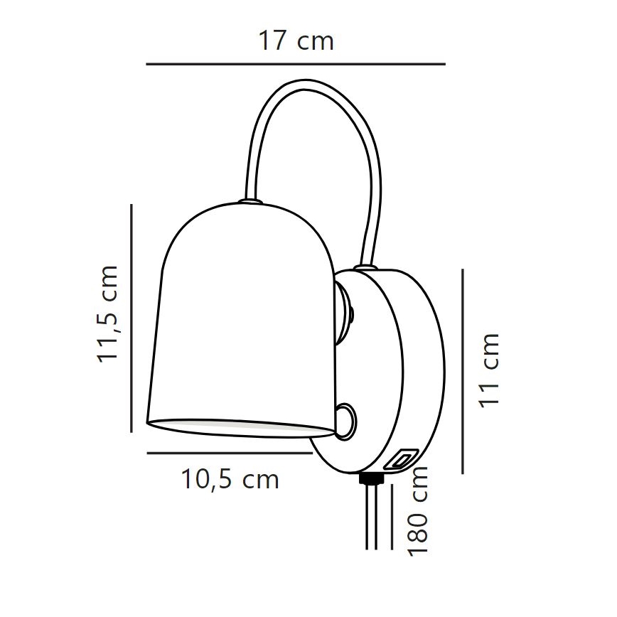 DFTP by Nordlux - Nástenné bodové svietidlo s USB portem ANGLE 1xGU10/25W/230V čierna
