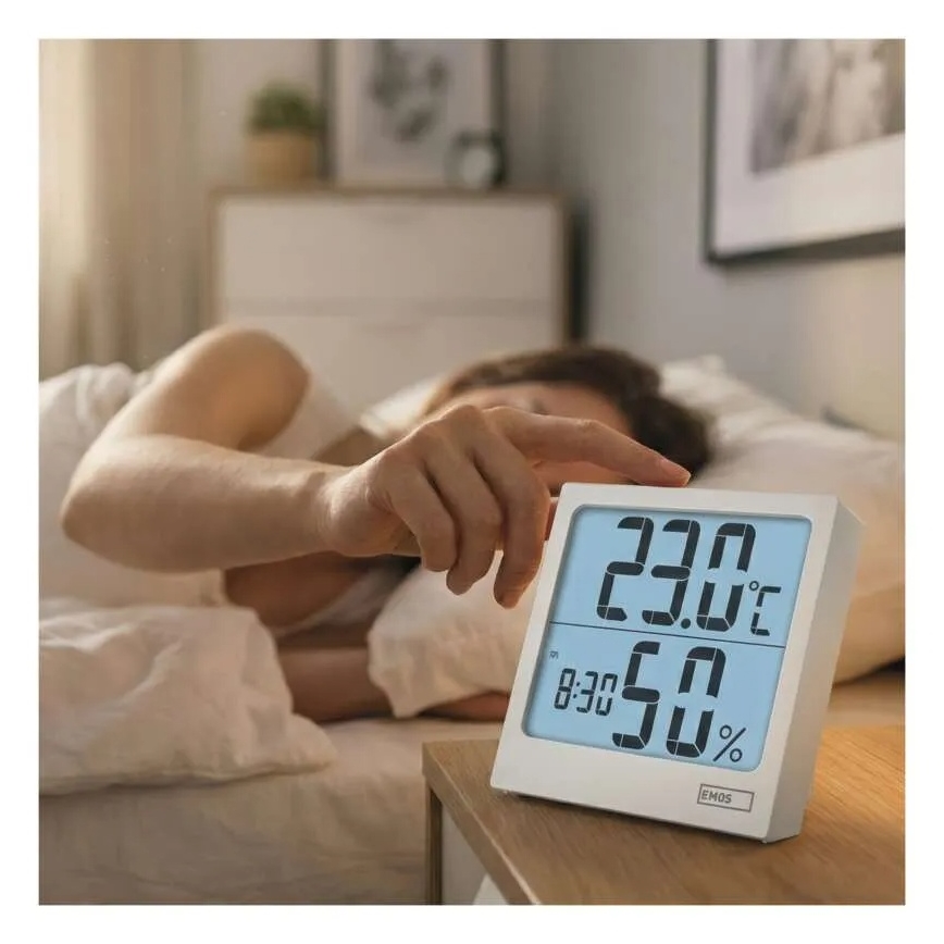 Digitálny teplomer s vlhkomerom 1×AA biely