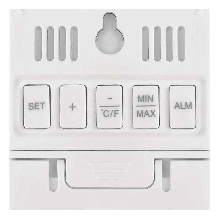 Digitálny teplomer s vlhkomerom, napájanie 2× AAA, biely