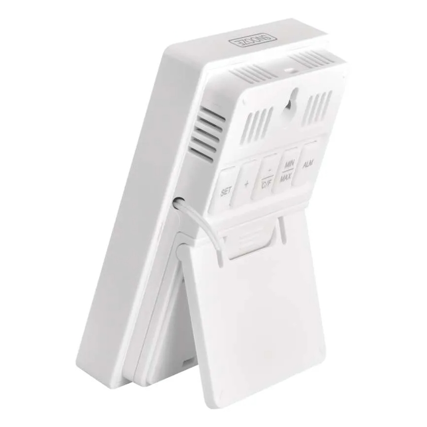 Digitálny teplomer s vlhkomerom, napájanie 2× AAA, biely