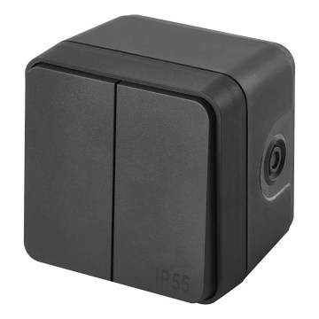 Domový dvojtlačidlový striedavý vypínač č. 6+6 IP55 antracit