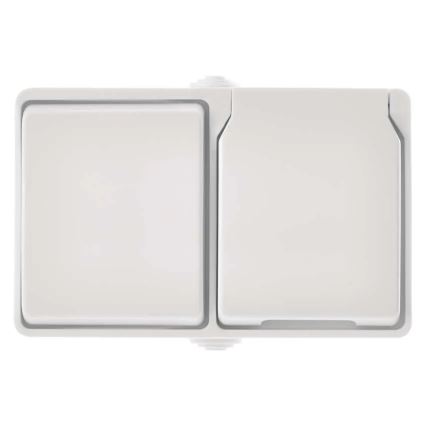 Domový striedavý spínač č. 6 so zásuvkou 250V/16A IP44 biela