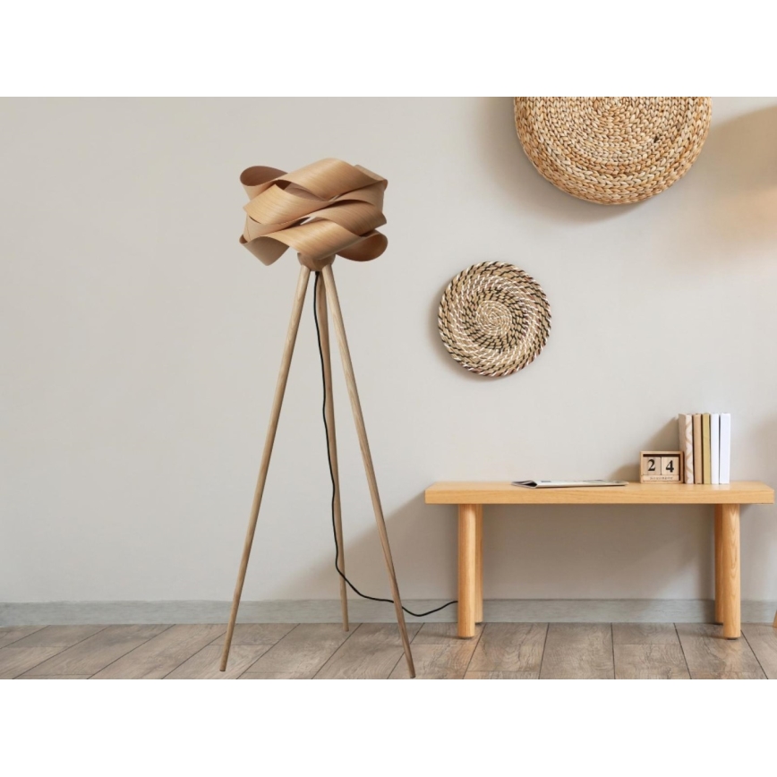 Drevená stojaca lampa 1xE27/60W/230V masív/dýha/jaseň