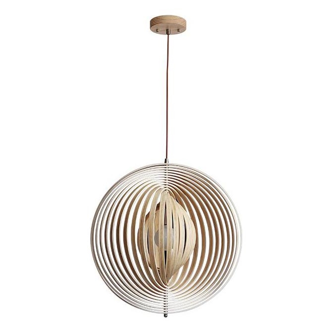 Drevený luster na lane 1xE27/60W/230V pr. 43,5 cm masív/dyha/buk/kaučukovník