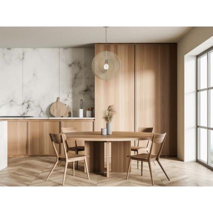 Drevený luster na lane 1xE27/60W/230V pr. 43,5 cm masív/dyha/buk/kaučukovník