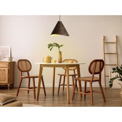 Drevený luster na lane 1xE27/60W/230V, priemer 45 cm, masív/orech/kaučukovník