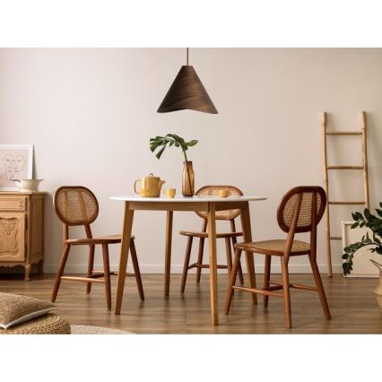 Drevený luster na lane 1xE27/60W/230V, priemer 45 cm, masív/orech/kaučukovník