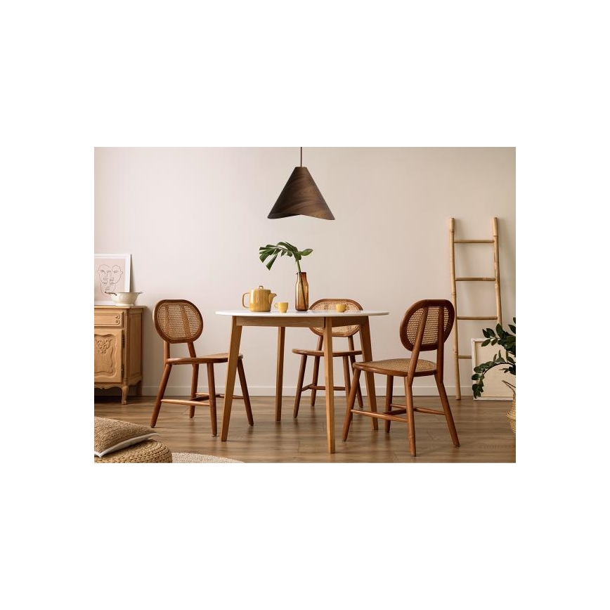 Drevený luster na lane 1xE27/60W/230V, priemer 45 cm, masív/orech/kaučukovník