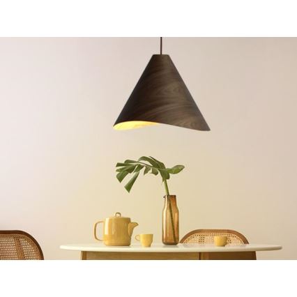 Drevený luster na lane 1xE27/60W/230V, priemer 45 cm, masív/orech/kaučukovník