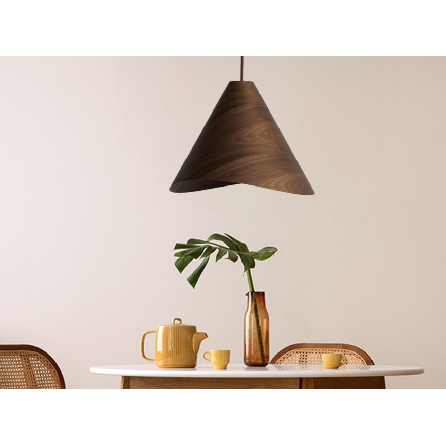 Drevený luster na lane 1xE27/60W/230V, priemer 45 cm, masív/orech/kaučukovník