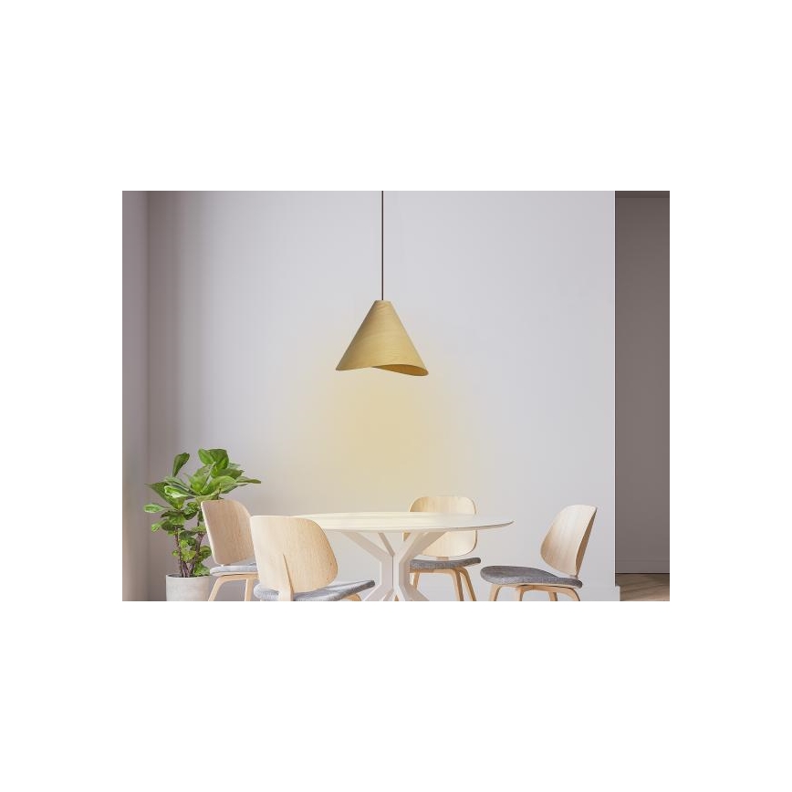 Drevený luster na lanku 1xE27/60W/230V pr. 33 cm masív/dub/kaučukovník