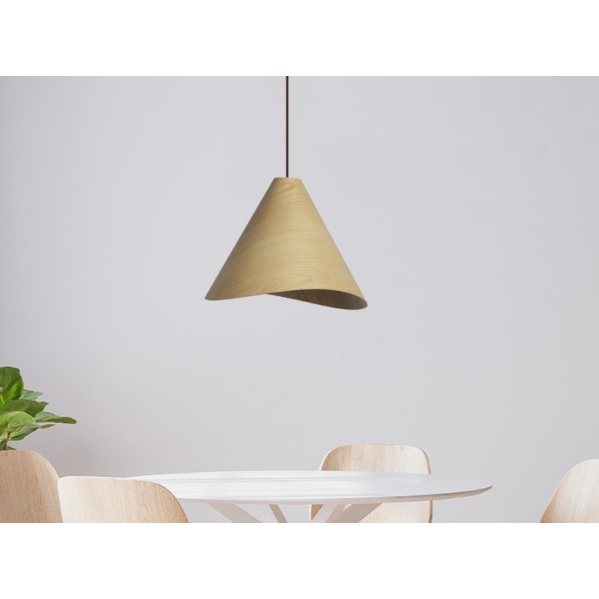 Drevený luster na lanku 1xE27/60W/230V pr. 33 cm masív/dub/kaučukovník