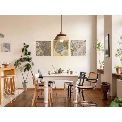 Drevený luster na lanku 1xE27/60W/230V pr. 33 cm masív/dub/orech/kaučukovník