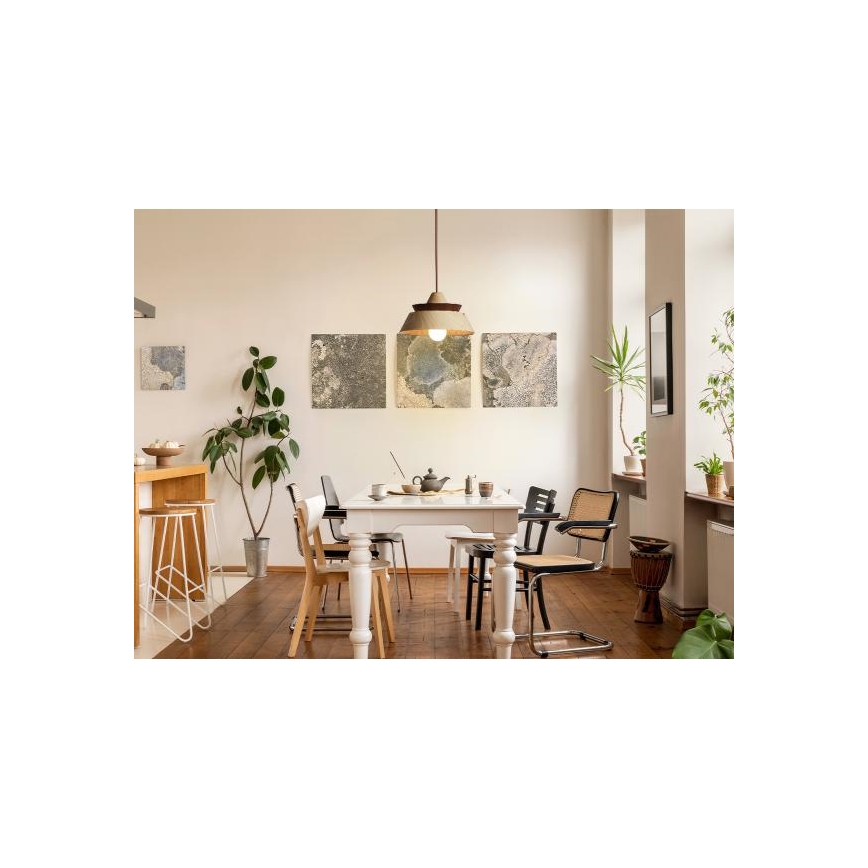 Drevený luster na lanku 1xE27/60W/230V pr. 33 cm masív/dub/orech/kaučukovník