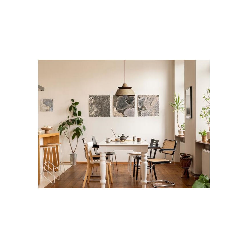 Drevený luster na lanku 1xE27/60W/230V pr. 33 cm masív/dub/orech/kaučukovník