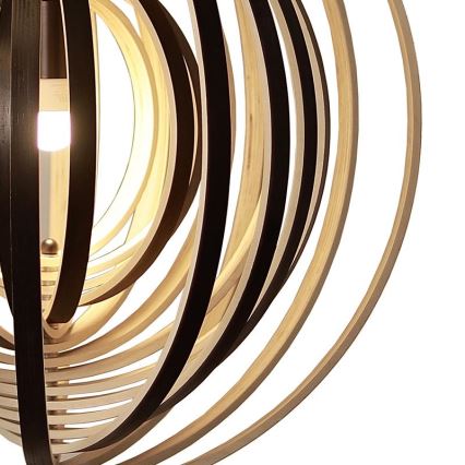 Drevený luster na lanku 1xE27/60W/230V pr. 43,5 cm masív/dyha/kaučukovník