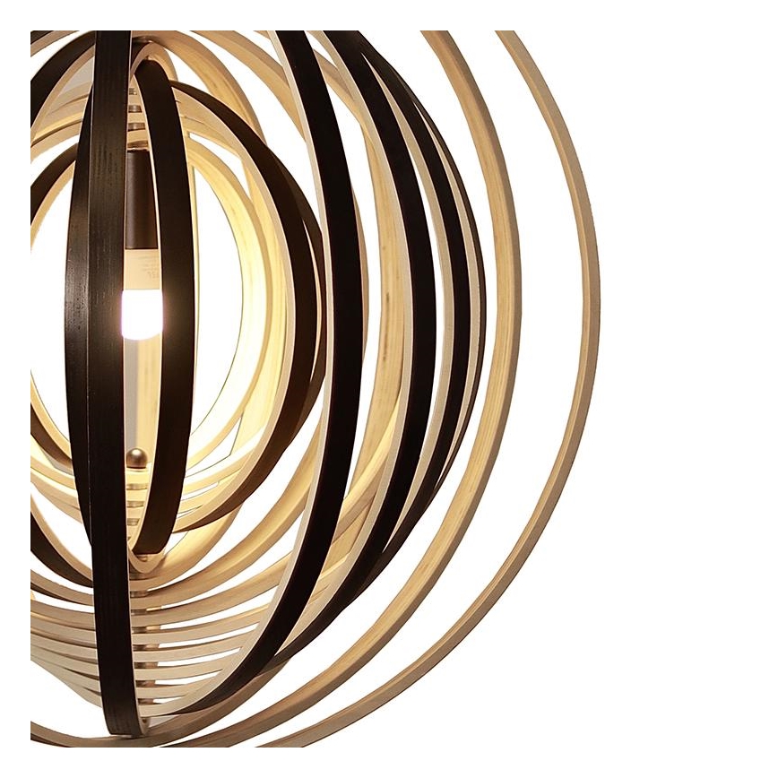 Drevený luster na lanku 1xE27/60W/230V pr. 50 cm masív/dýha/kaučukovník