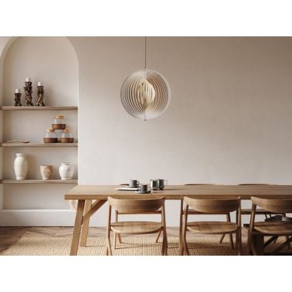 Drevený luster na lanku 1xE27/60W/230V priemer 50 cm masív/dyha/kaučukovník